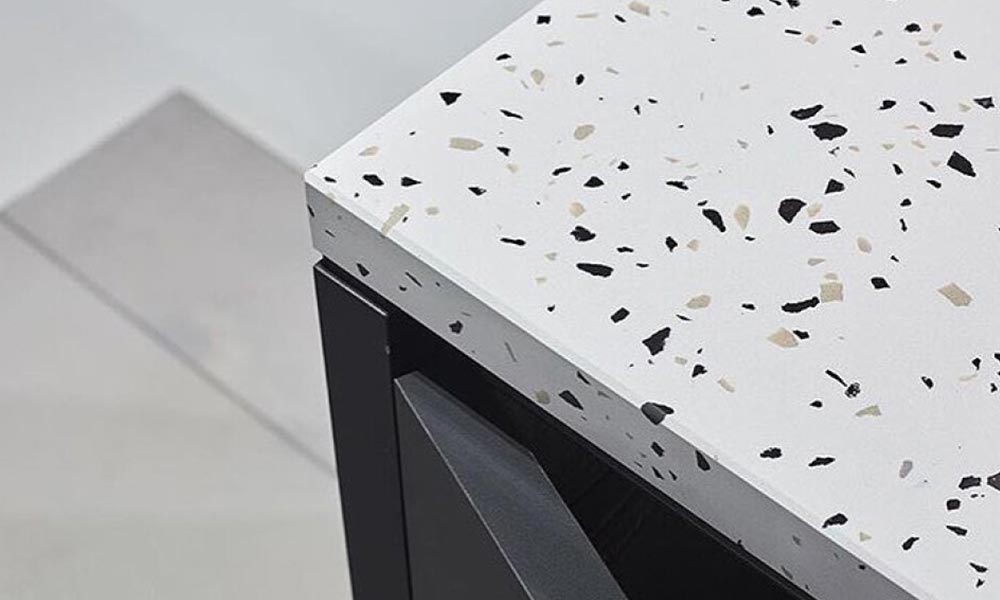 Patterned Granite Table / Worktop Multicoloured Black White and Beige Granite Table with Patterns